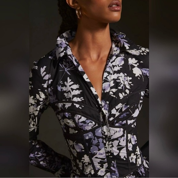 EUC Anthropologie Corset Shirt 100% Cotton Dress Sz 6 - Picture 6 of 16